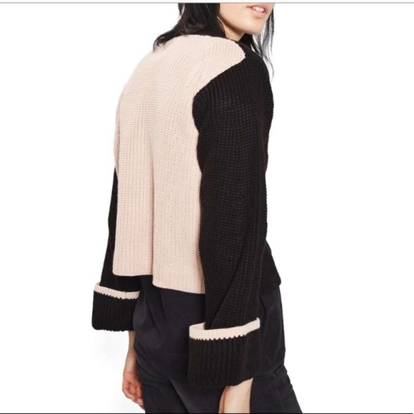 Topshop Sweaters - Topshop Contrast Back Chunky Black & Pink Sweater